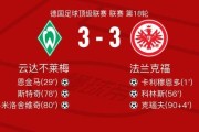 开云APP-云达不莱梅3-3法兰克福，卡利穆恩多首开记录，克瑙夫扳平比分